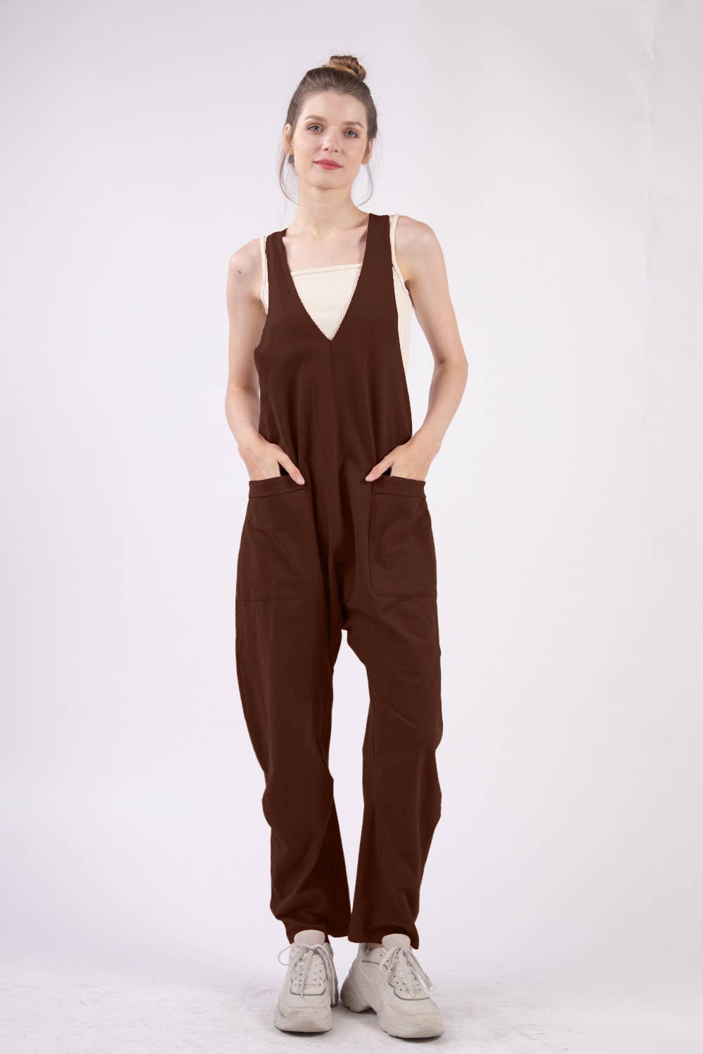 Clarissa Loose Fit Solid Knit Baggy Jumpsuit