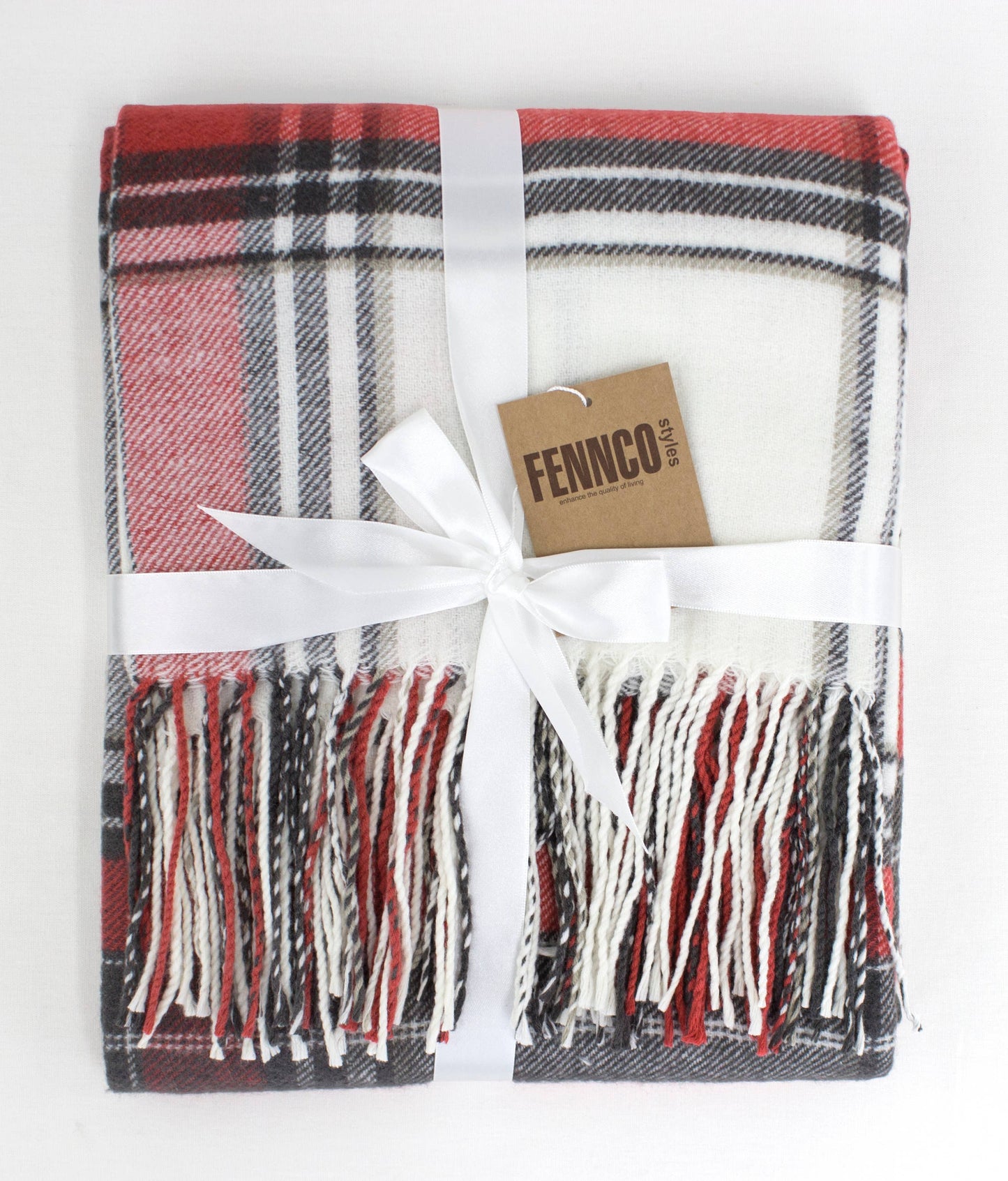 Classic Plaid Pattern Tassel Trim Throw Blanket