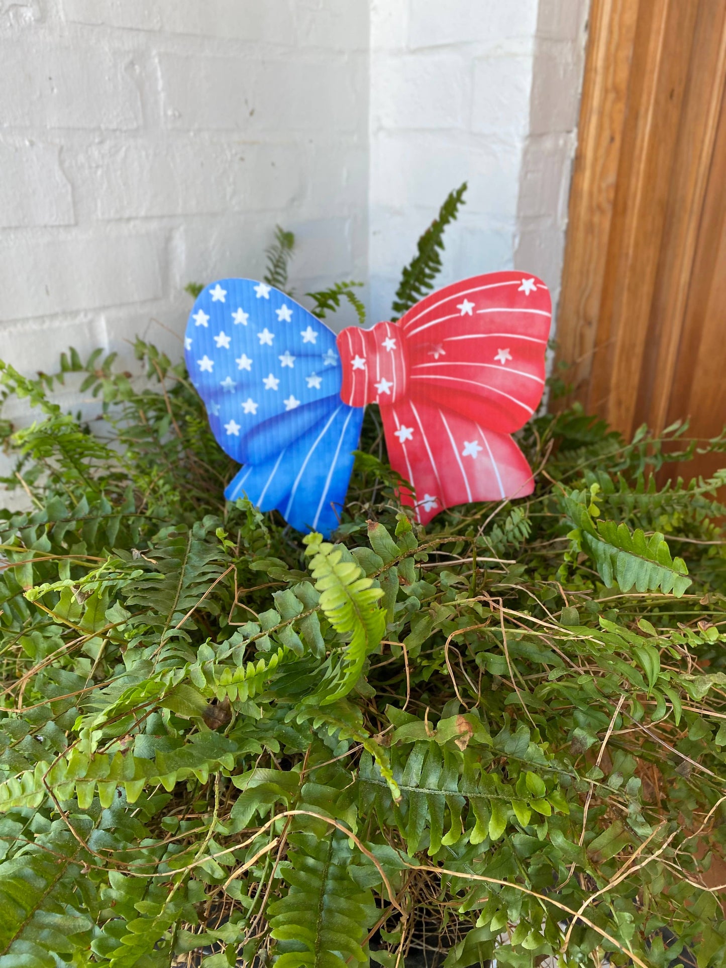 Red White and Blue BOW: Flower Pot