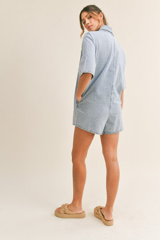 Delilah Denim Button Down Romper