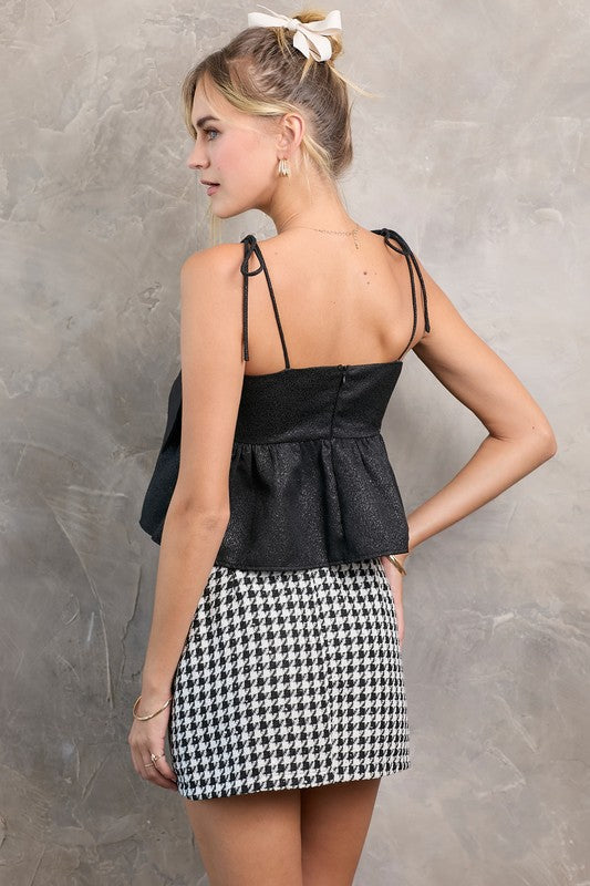 Nova Metallic Ribbon Crop Top with Shoulder Ties