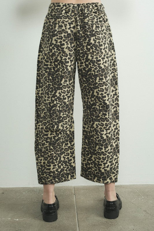 Landon Leopard Print Barrel Pants