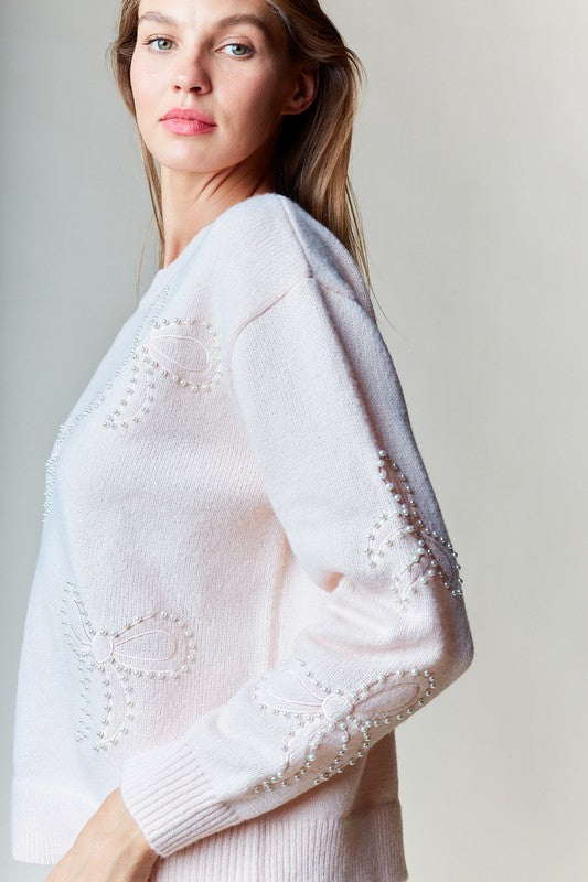 Caley Blush Bow Sweater