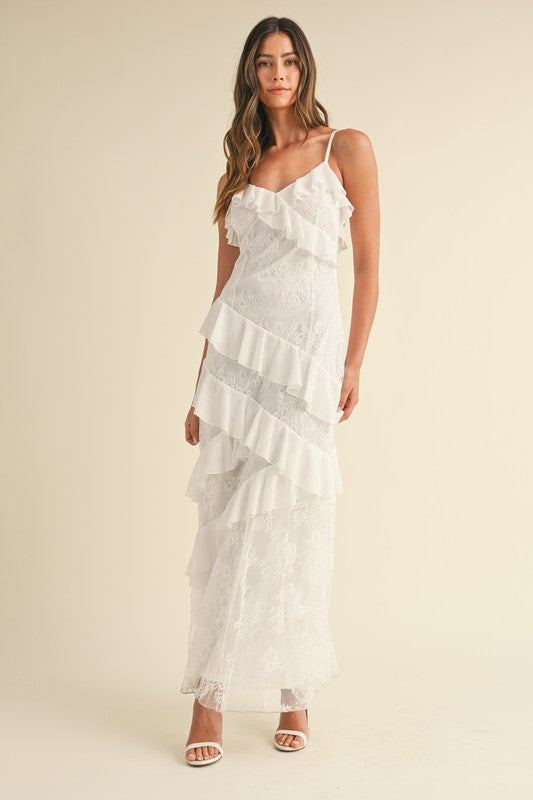 Lana Ruffle Maxi Lace Dress