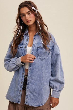 Lydia Heart Pocket Denim Shirt