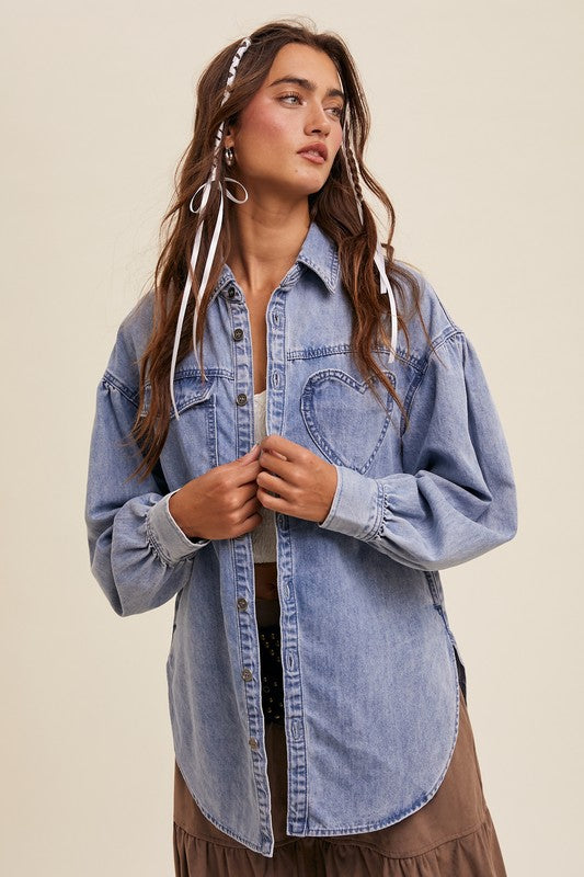 Lydia Heart Pocket Denim Shirt