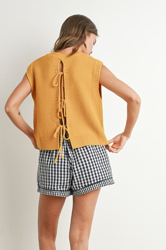 Lindsey Tie Back Sleeveless Sweater
