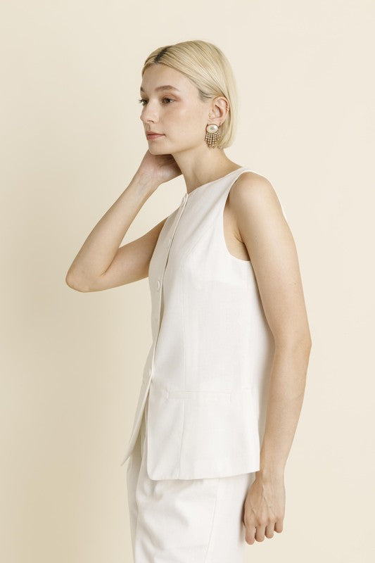 Bailey Sleeveless Linen Vest