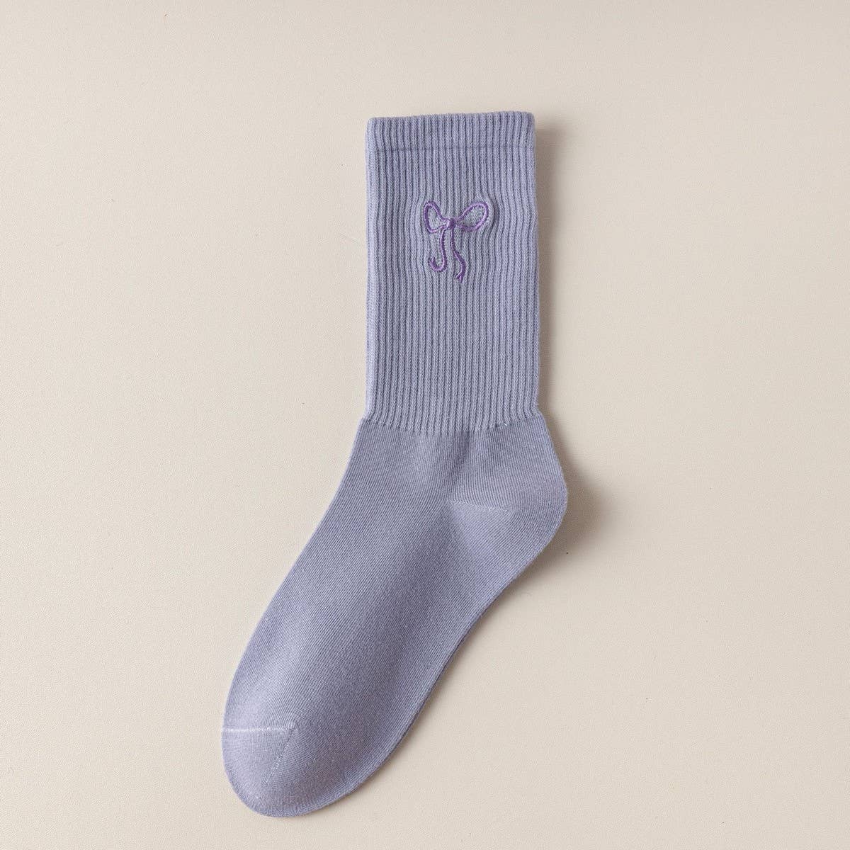 WOMEN'S EMBROIDERED BOW Socks Khaki