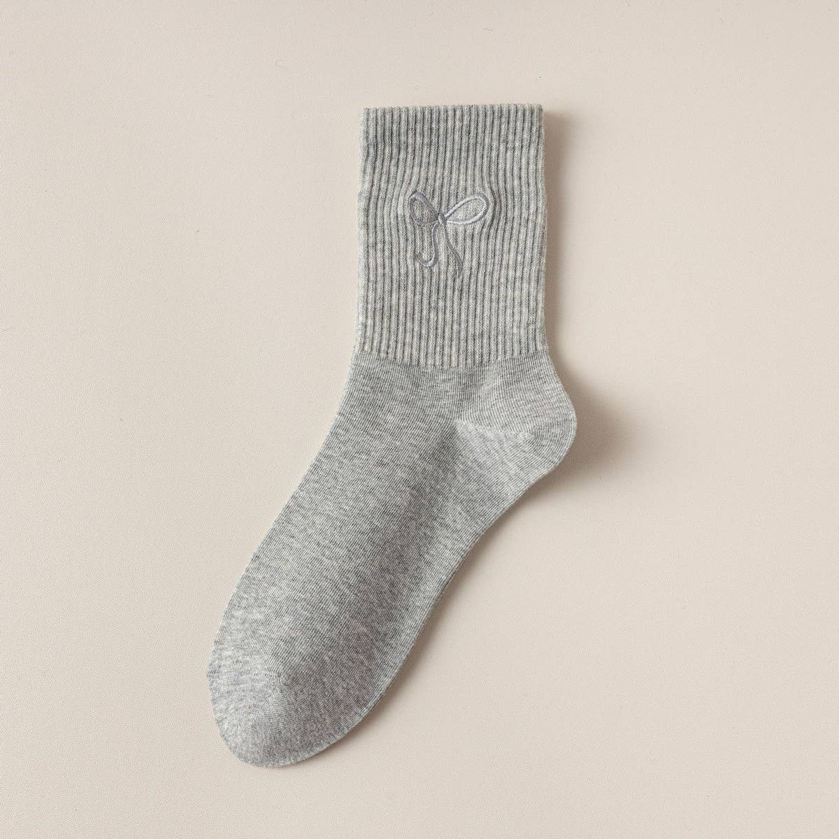 WOMEN'S EMBROIDERED BOW Socks Khaki
