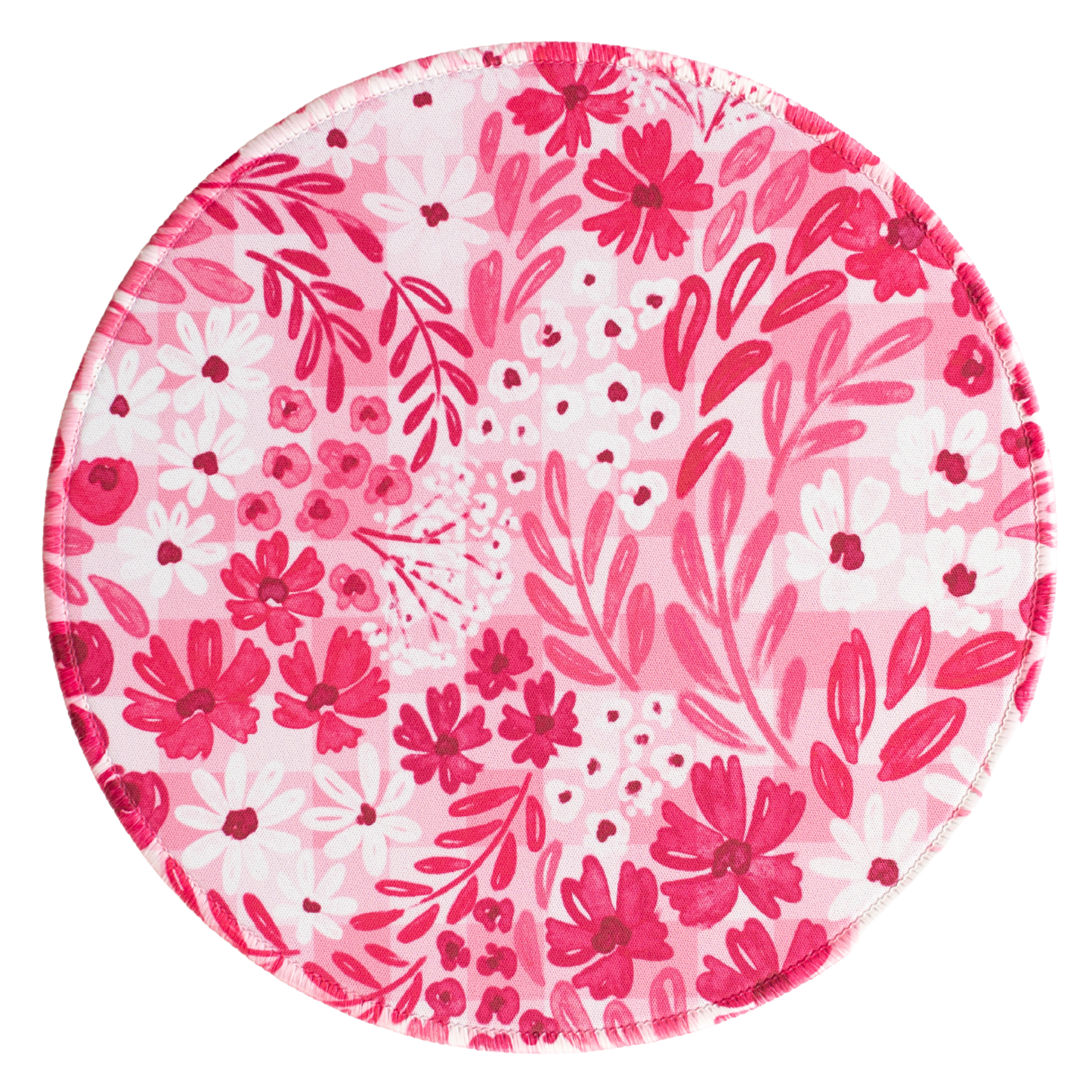 Pink Floral Gingham Mousepad
