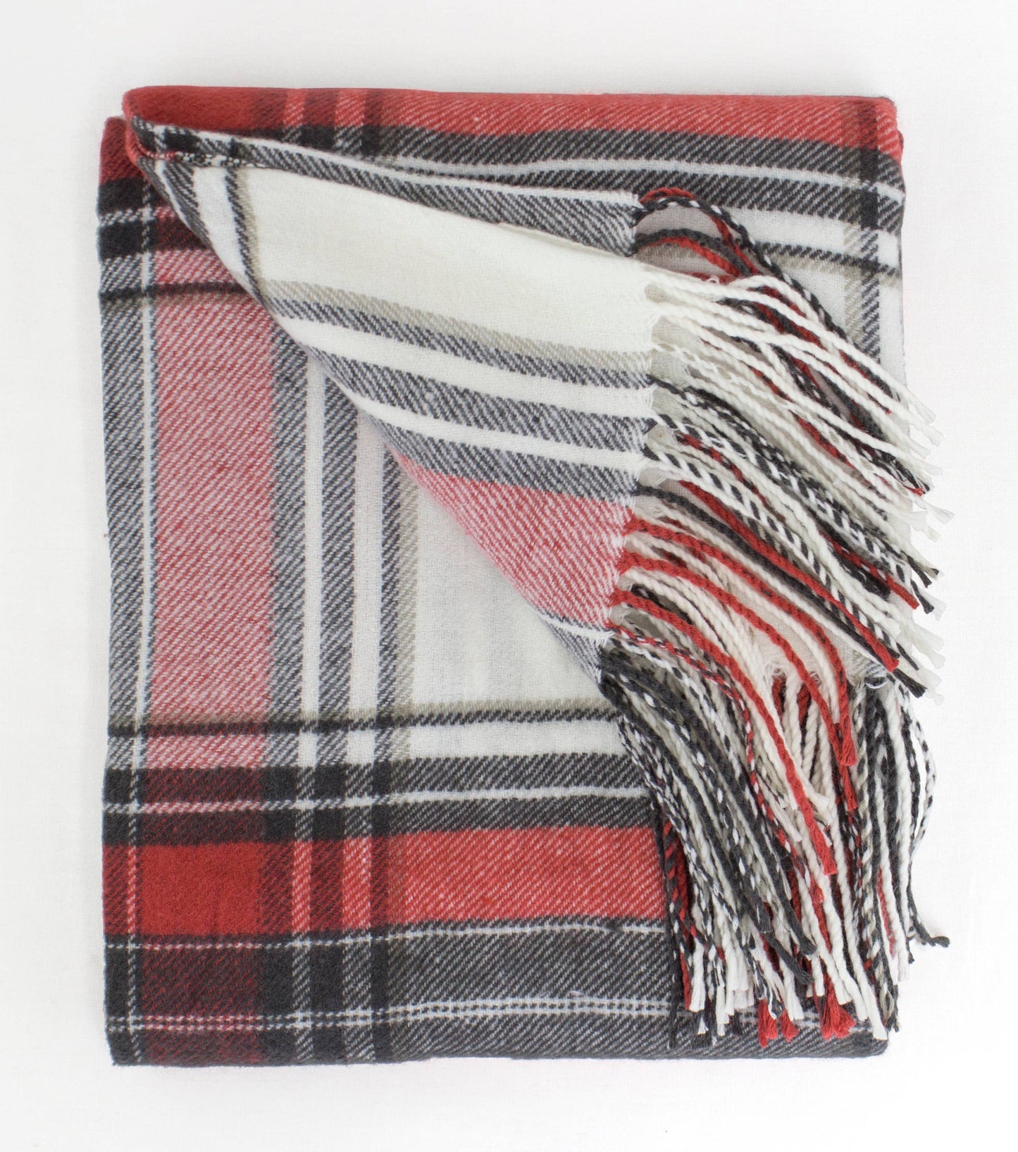 Classic Plaid Pattern Tassel Trim Throw Blanket