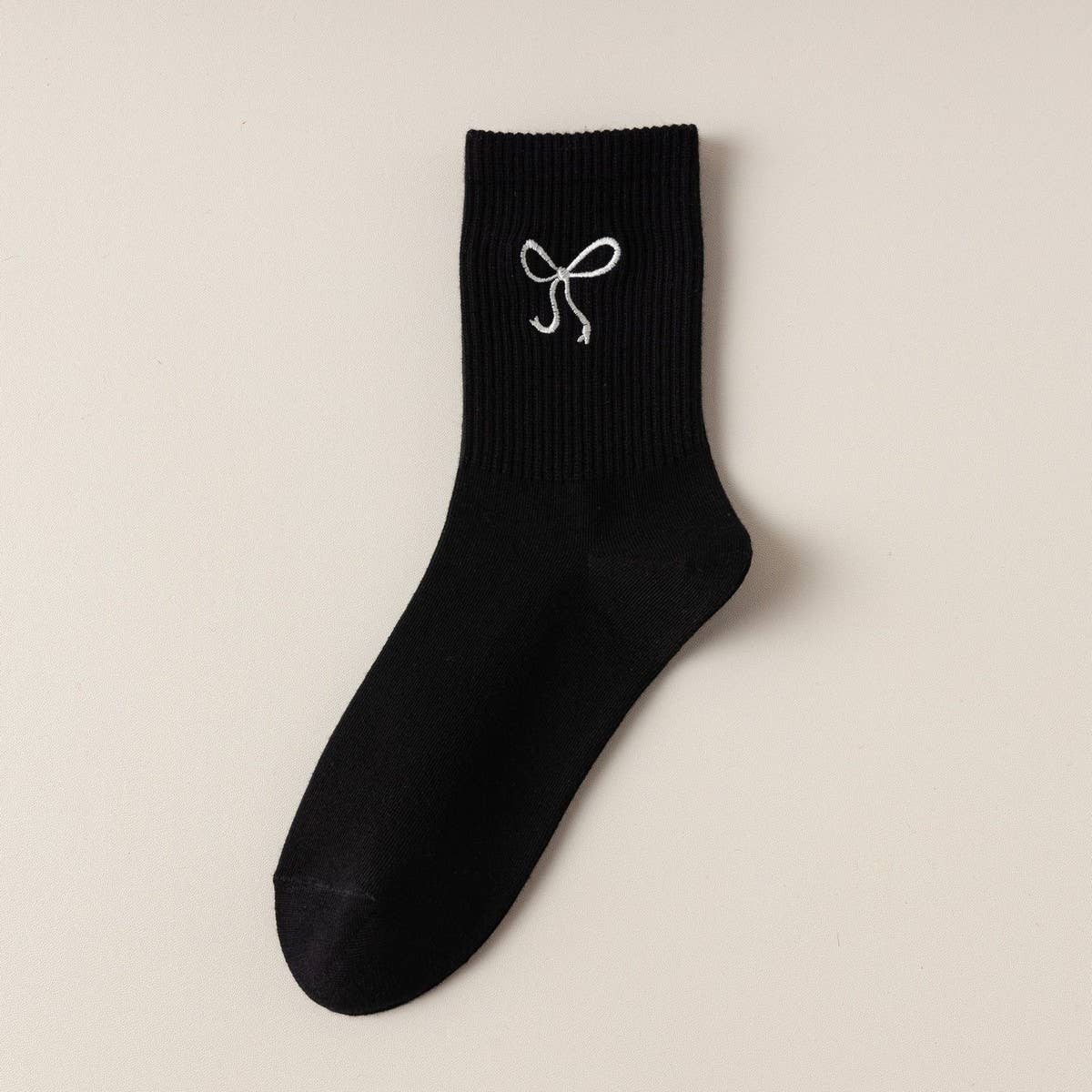 WOMEN'S EMBROIDERED BOW Socks Khaki