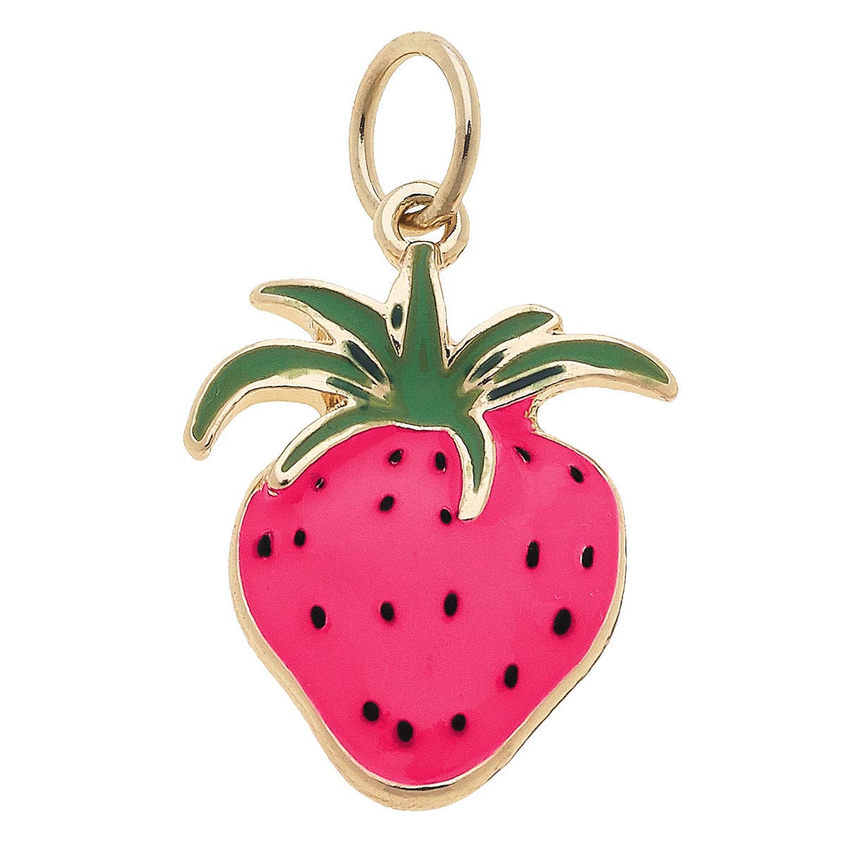 Strawberry Enamel Charm in Pink & Green