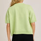 SHORT SLEEVE SWEATER CARDIGAN: LT OLIVE / L