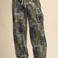 PATCHWORK BANDANA PRINT PLEATED PARACHUTE PANTS MP5392: OLIVE MULTI PAISLEY / L
