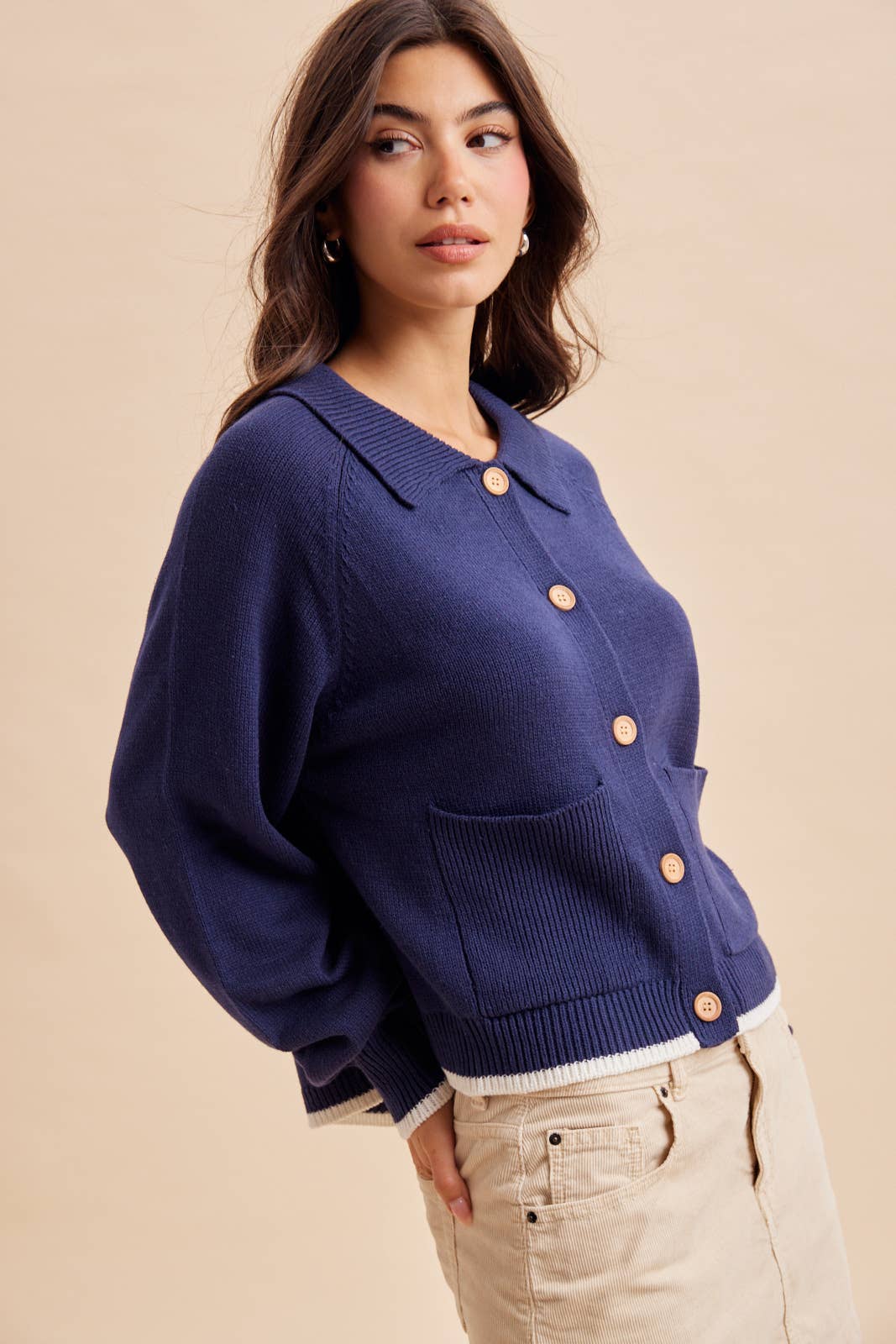 BEAGLE KNITTED CARDIGAN: DUSTED OLIVE / L