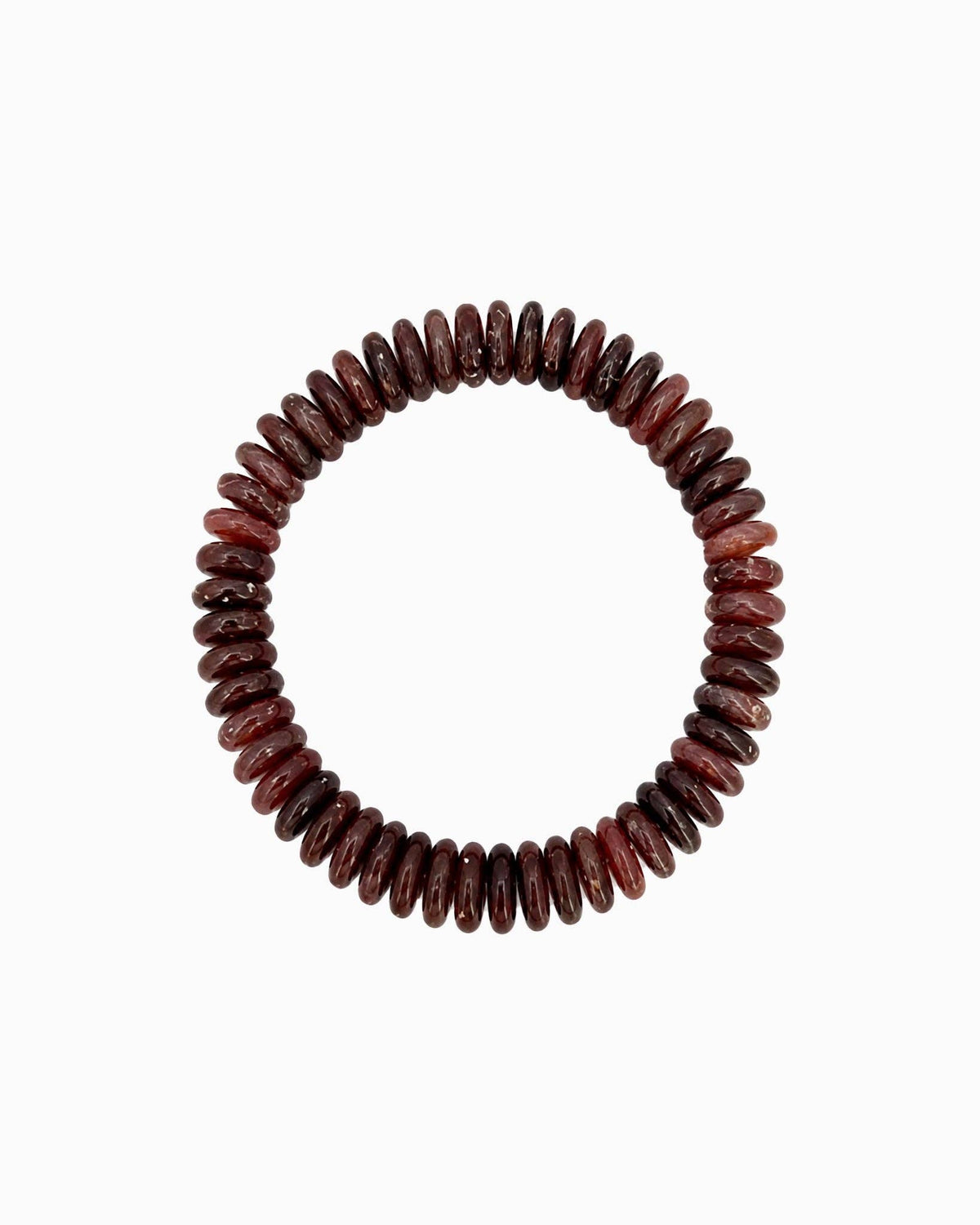 Autumn Wide Disc Marble Beaded Stretch Bracelets: Burgundy