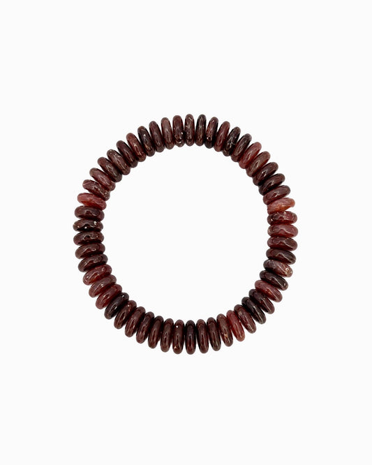 Autumn Wide Disc Marble Beaded Stretch Bracelets: Burgundy