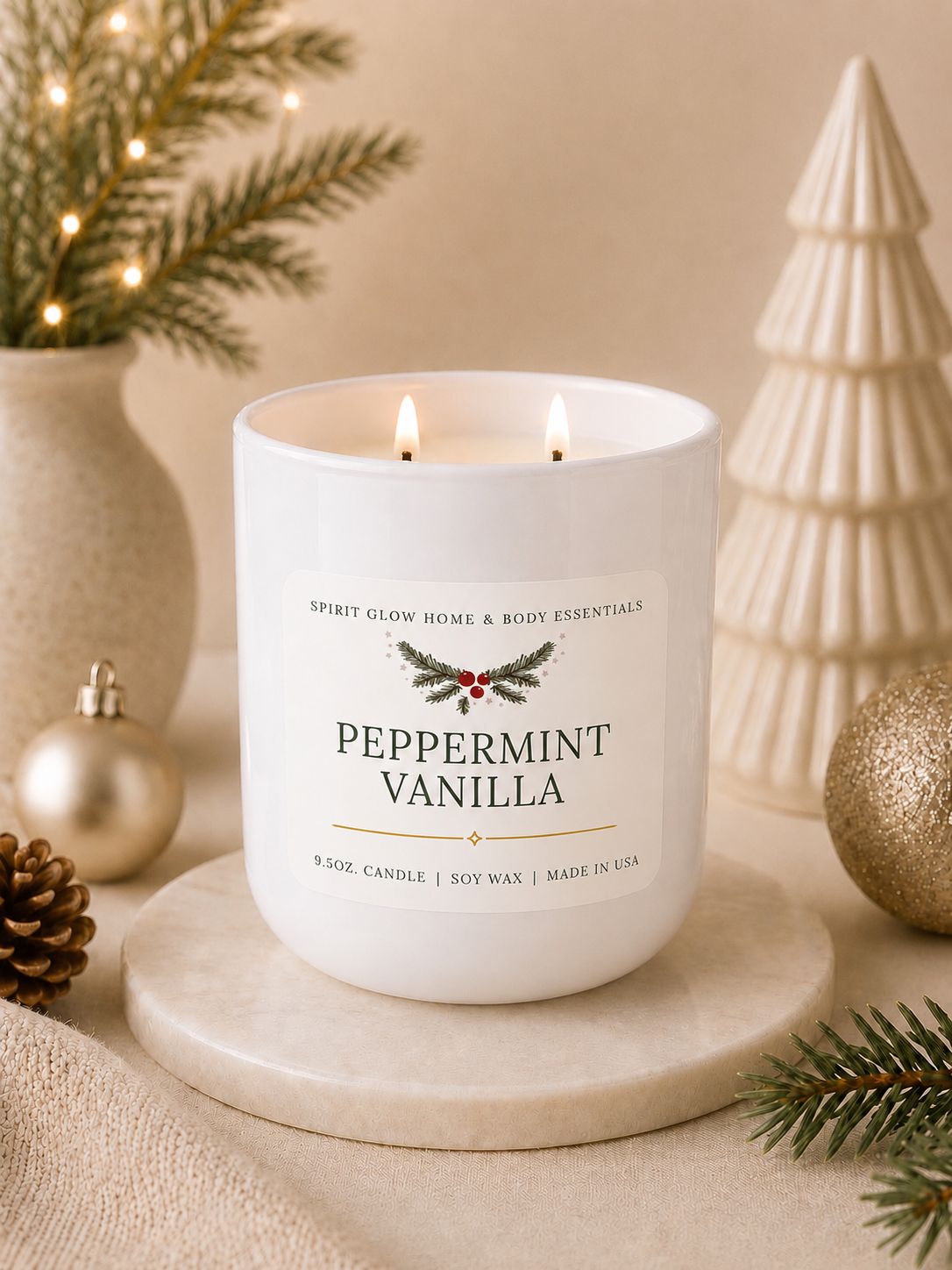 Peppermint Vanilla - 9.5oz. Soy Candle 