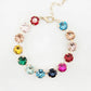 Multi Square Stone with Gold Hinged 7.25" Bracelet