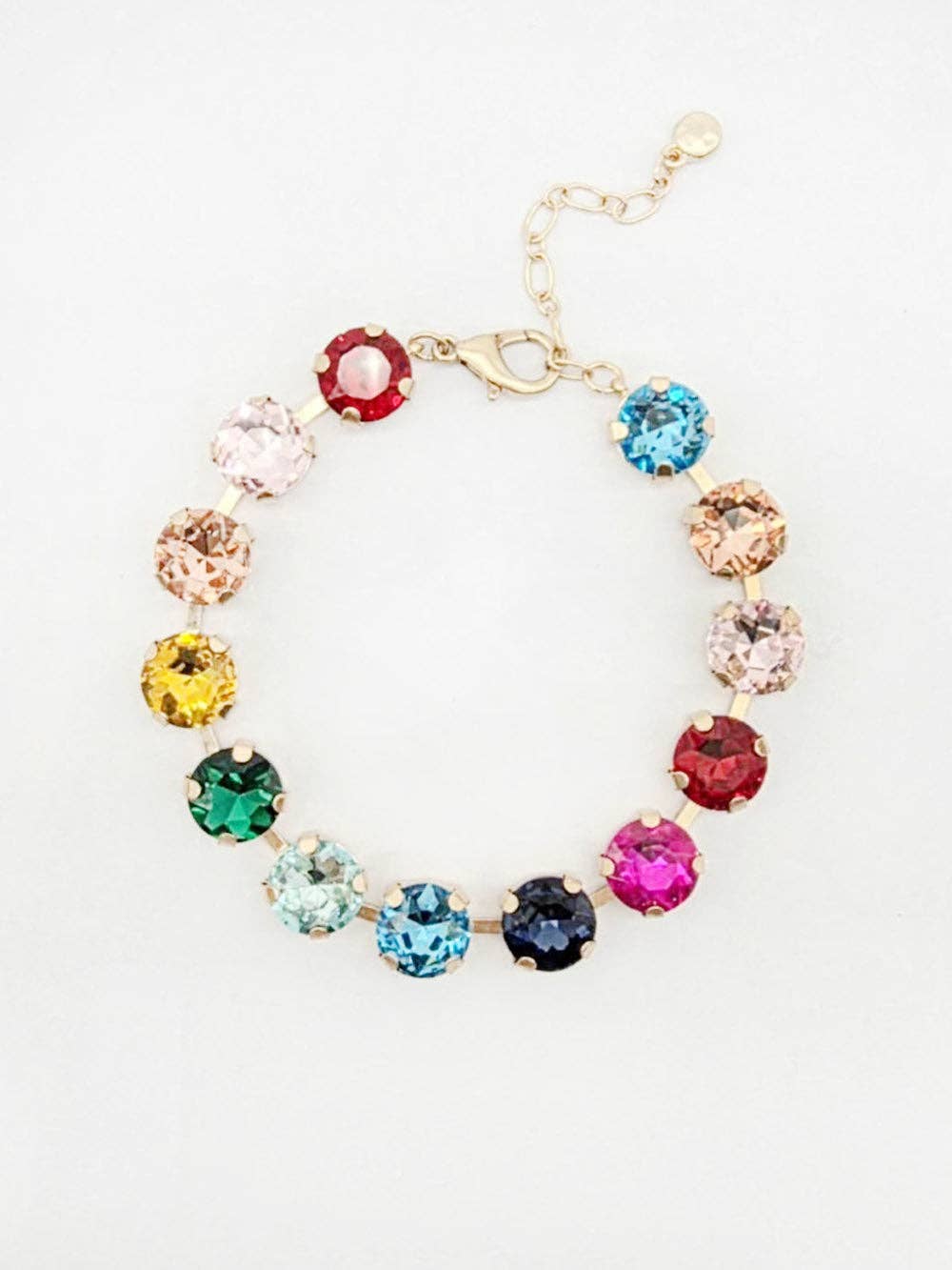 Multi Square Stone with Gold Hinged 7.25" Bracelet