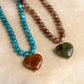Chunky Statement Necklace – Chunky Beaded Heart Pendant Necklace: Brown