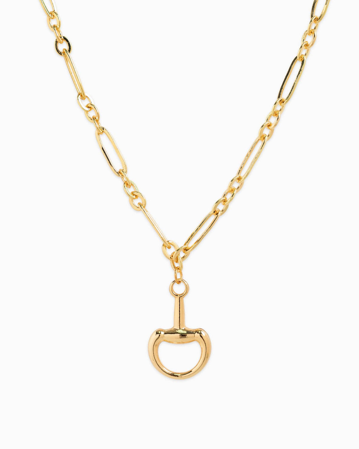 Horsebit Linked Chain Necklace: Gold