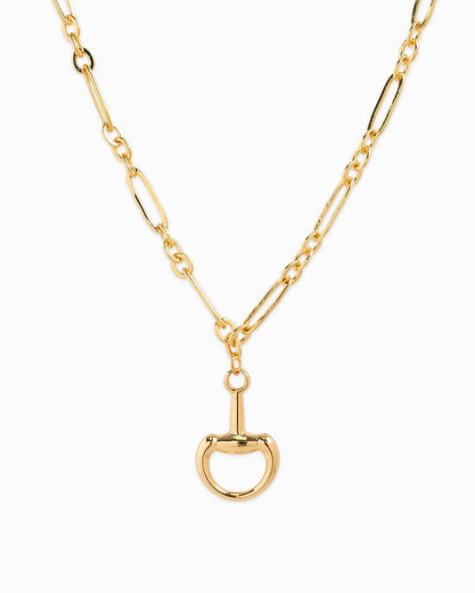 Horsebit Linked Chain Necklace: Gold