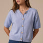 SHORT SLEEVE SWEATER CARDIGAN: LT OLIVE / XS
