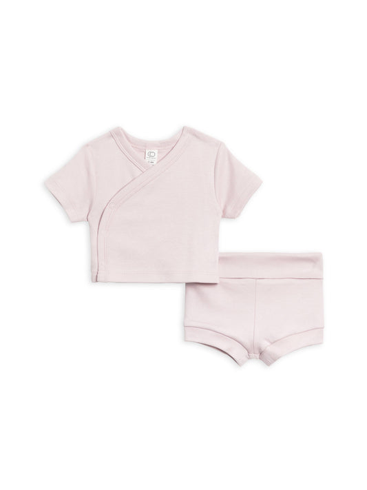 Organic Newborn Short Sleeve Wrap + Short Set - Wisteria: NB