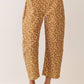 CP10398-Deer Print Barrel Leg Pants: Brown / L