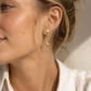 Hammered Stone Horsebit Drop Earrings: Gold