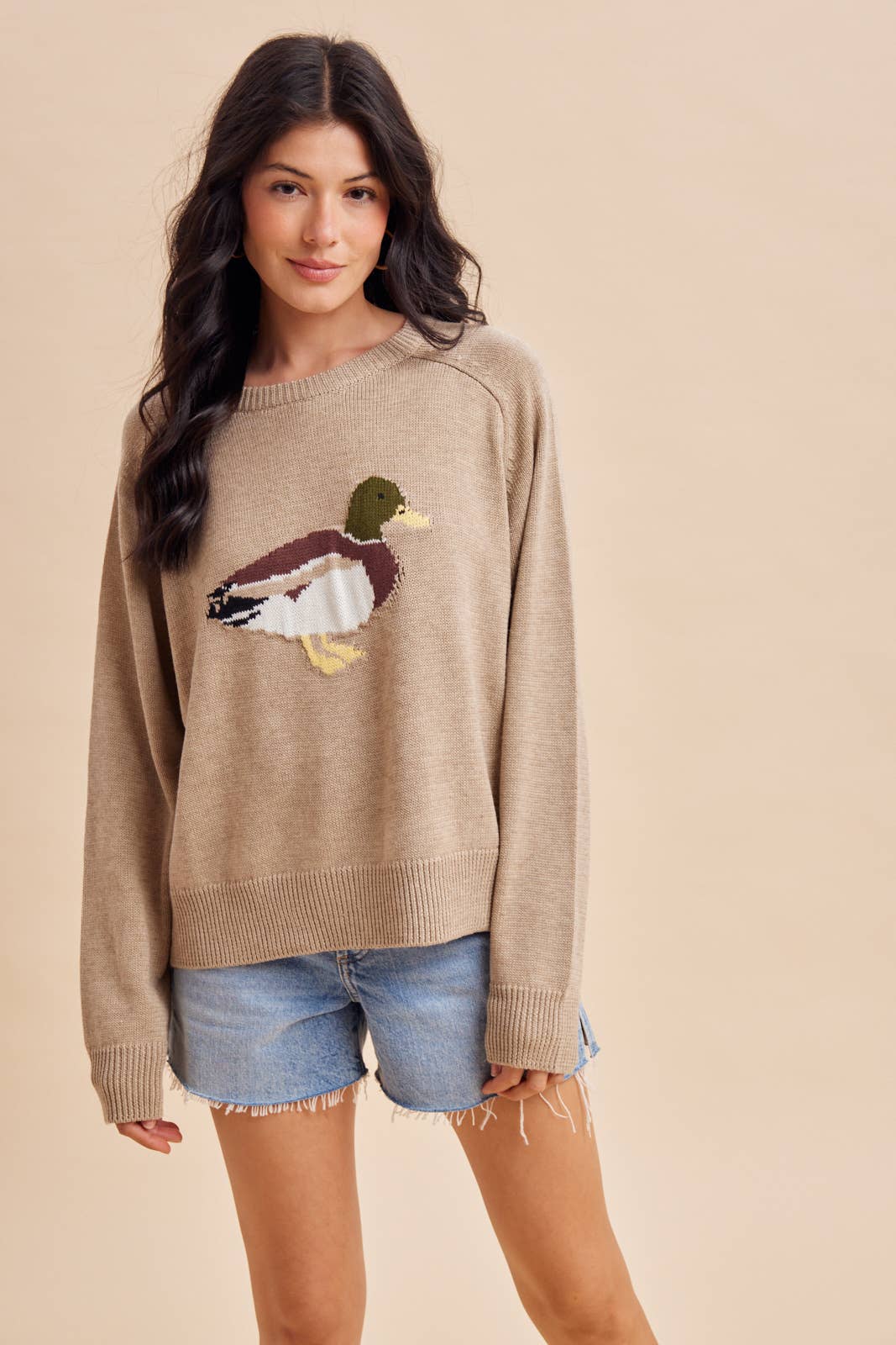 MALLARD DUCK KNITTED SWEATER: DARK FLAX / S