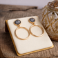 Gold Dipped Hoop Earrings with Faceted Stone – Color Pop Glow: Garnet Red