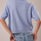 SHORT SLEEVE SWEATER CARDIGAN: LT OLIVE / S