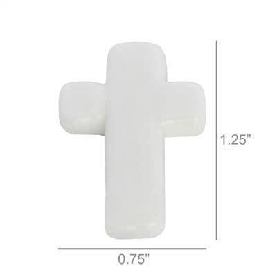 Tiny Glass Cross - White