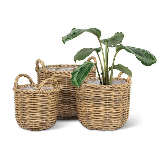 Set of 3 Tall Baskets with Handles-9.5 to 13.5"D