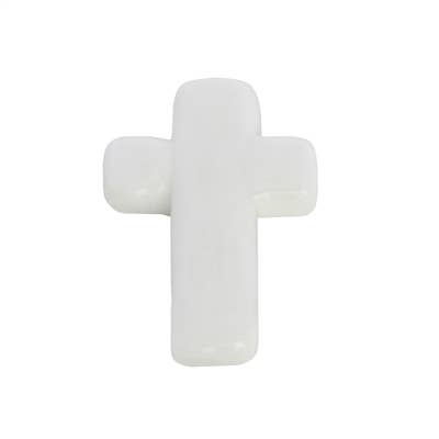 Tiny Glass Cross - White