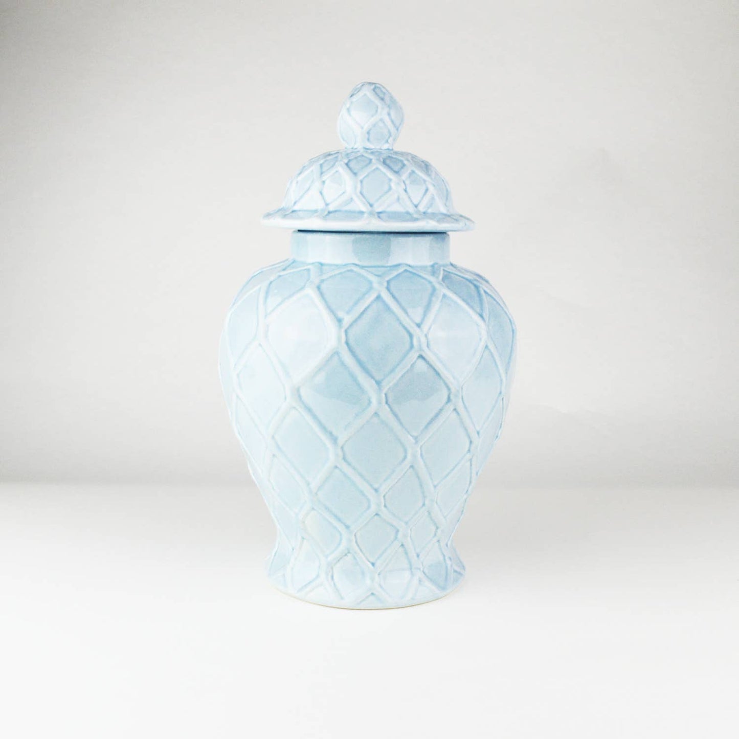 Light Blue Textured Ginger Jar - Large