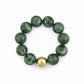 Green 16MM Beaded with Gold Accent Ball Stretch Bracelets