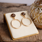 Gold Dipped Hoop Earrings with Faceted Stone – Color Pop Glow: Aqua Mist