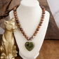 Chunky Statement Necklace – Chunky Beaded Heart Pendant Necklace: Deep Aqua