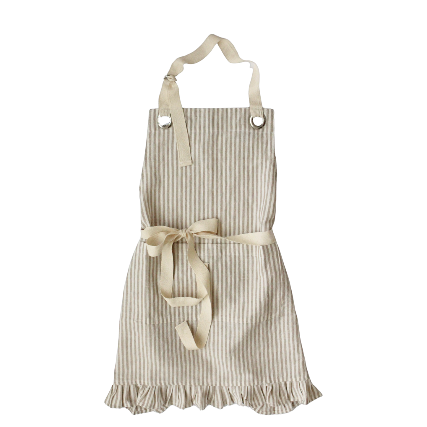 Ruffle Pin Stripe Apron: Blue
