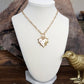 Modern Spiky Heart Paperclip Necklace - Gold Tone