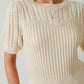Round Neck Puff Sleeve Sweater Ivory