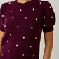 Plum Dot Short Sleeve Sweater
