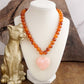Chunky Statement Necklace – Chunky Beaded Heart Pendant Necklace: Deep Aqua