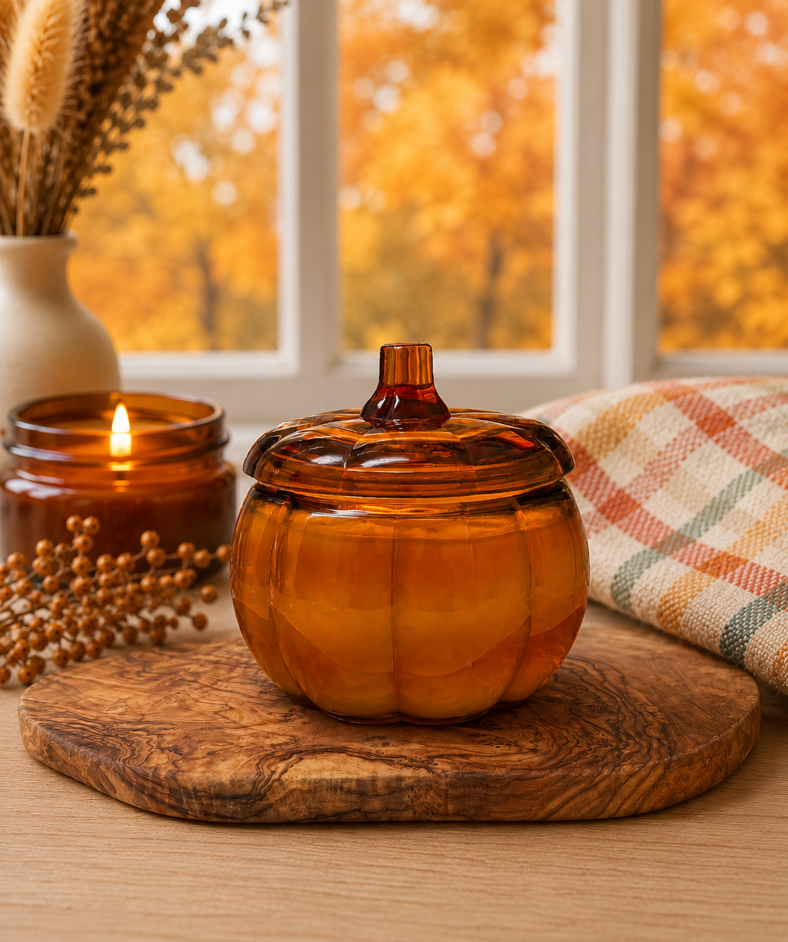 Pumpkin Glass Jar Soy Candle (15oz.): Pumpkin Marshmallow