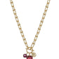 Water Resistant Gold Chain with Pink Crystal Charms 16"-18" Necklace